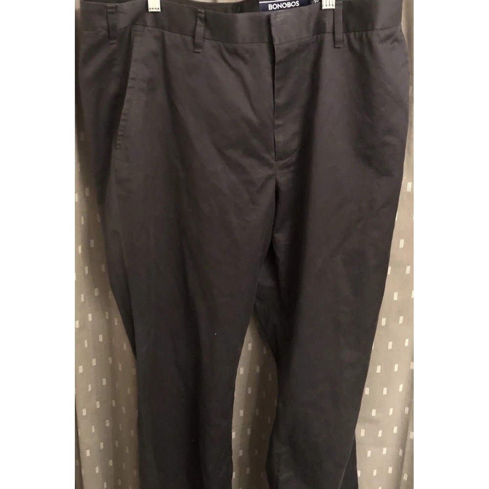 Bonobos Tuesday Straight Fit Mens 35x30 Black Chino Pants Flat Front 100% Cotton
